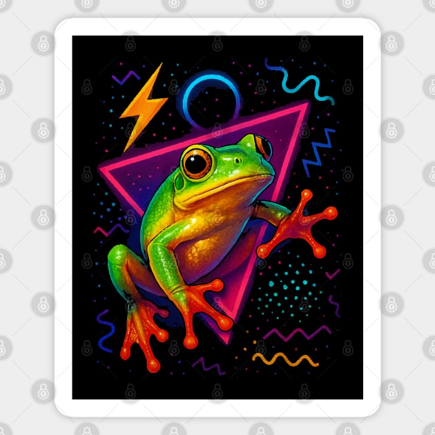 Retro Neon Squirrel Tree Frog Magnet by Reptiq's Store